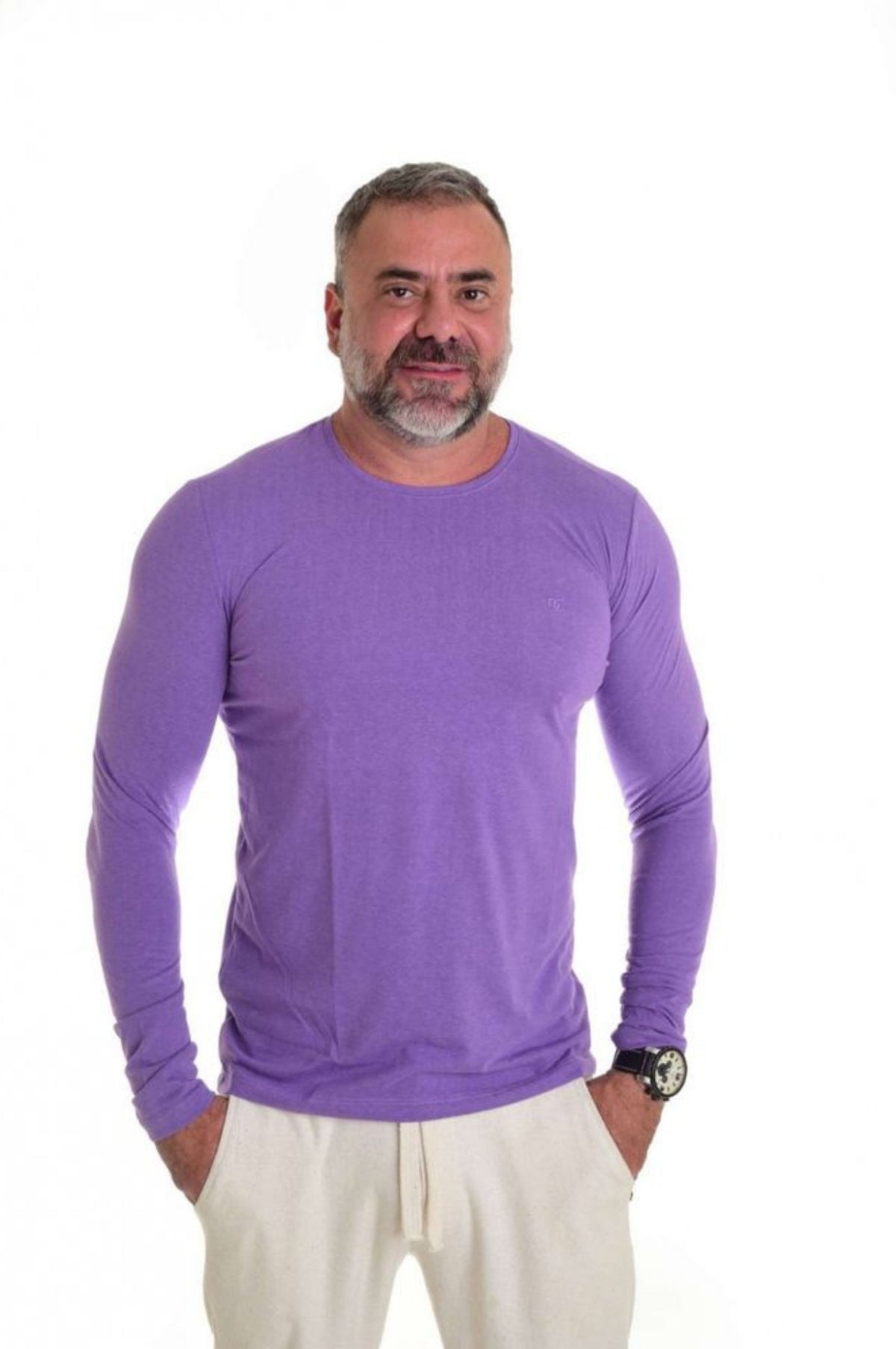 Camiseta Levinha Manga Longa Slim Lilás