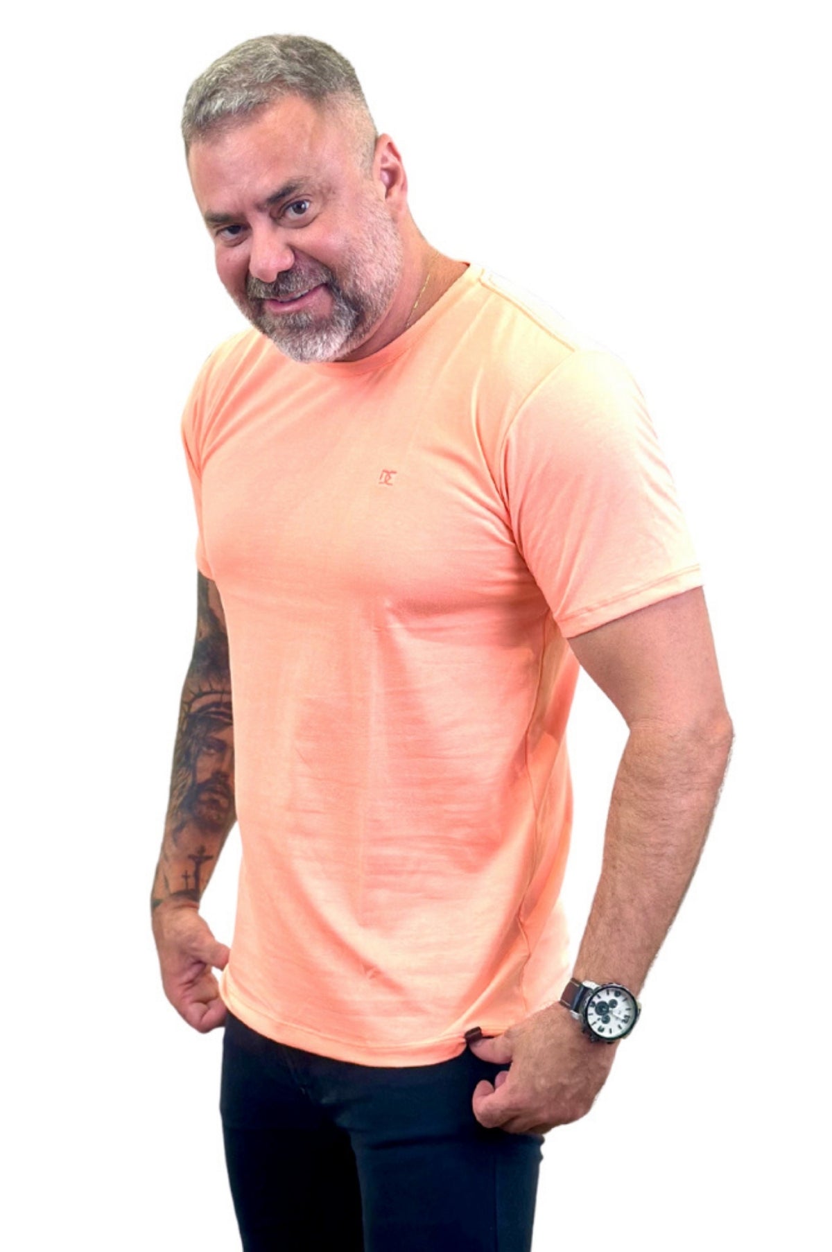Camiseta Salmão Slim Algodão 100%