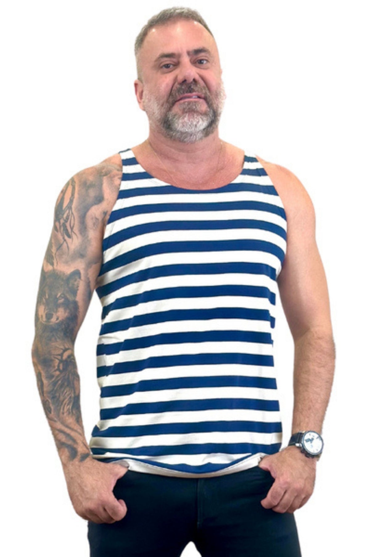 Regata Slim Listrada Azul