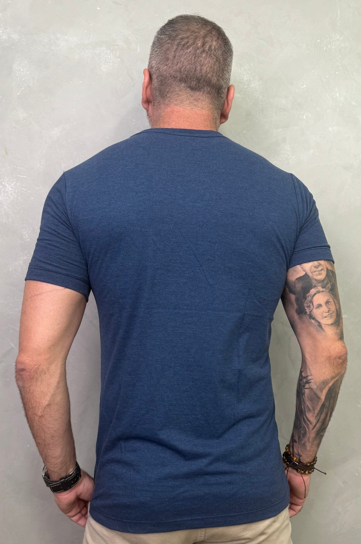 Camiseta Levinha Slim Azul Mescla