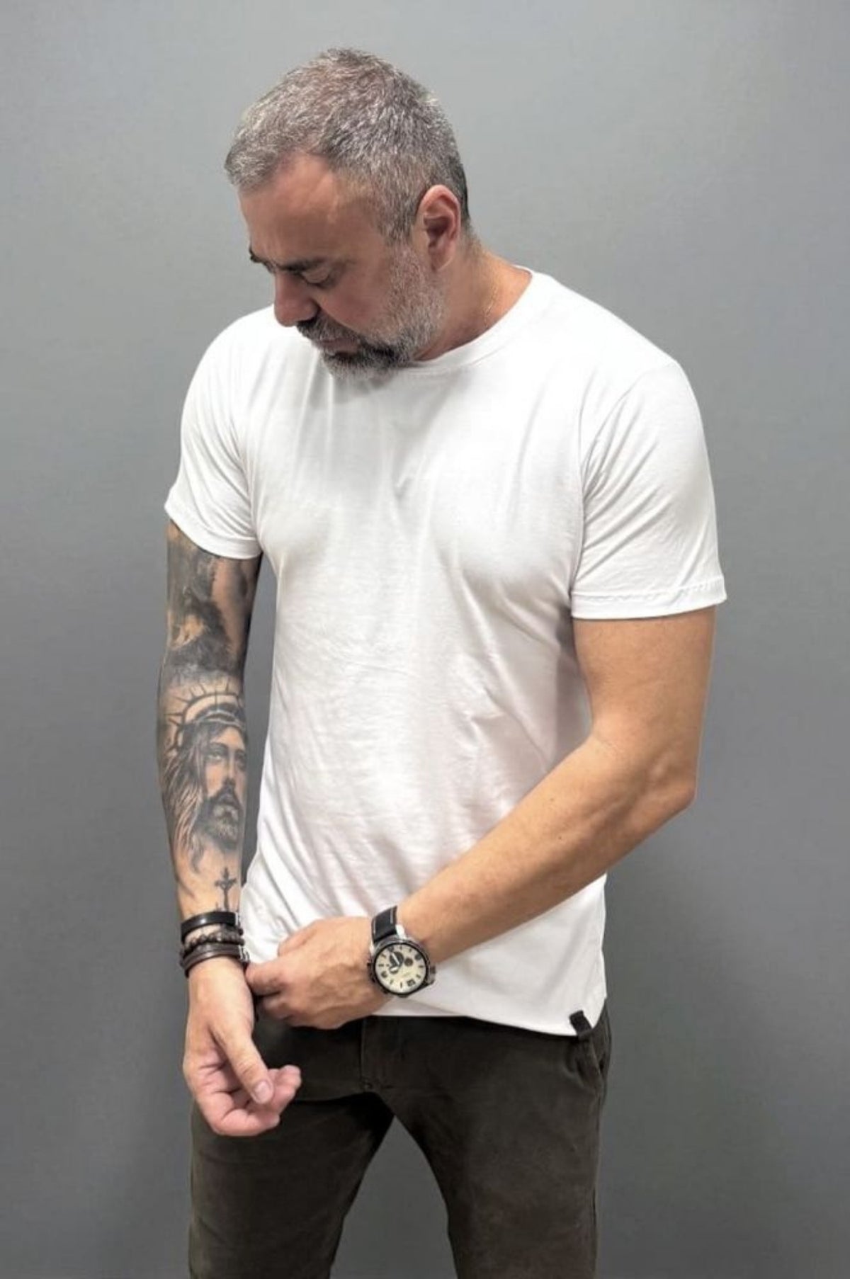 Camiseta Slim Branca Algodão Egípcio