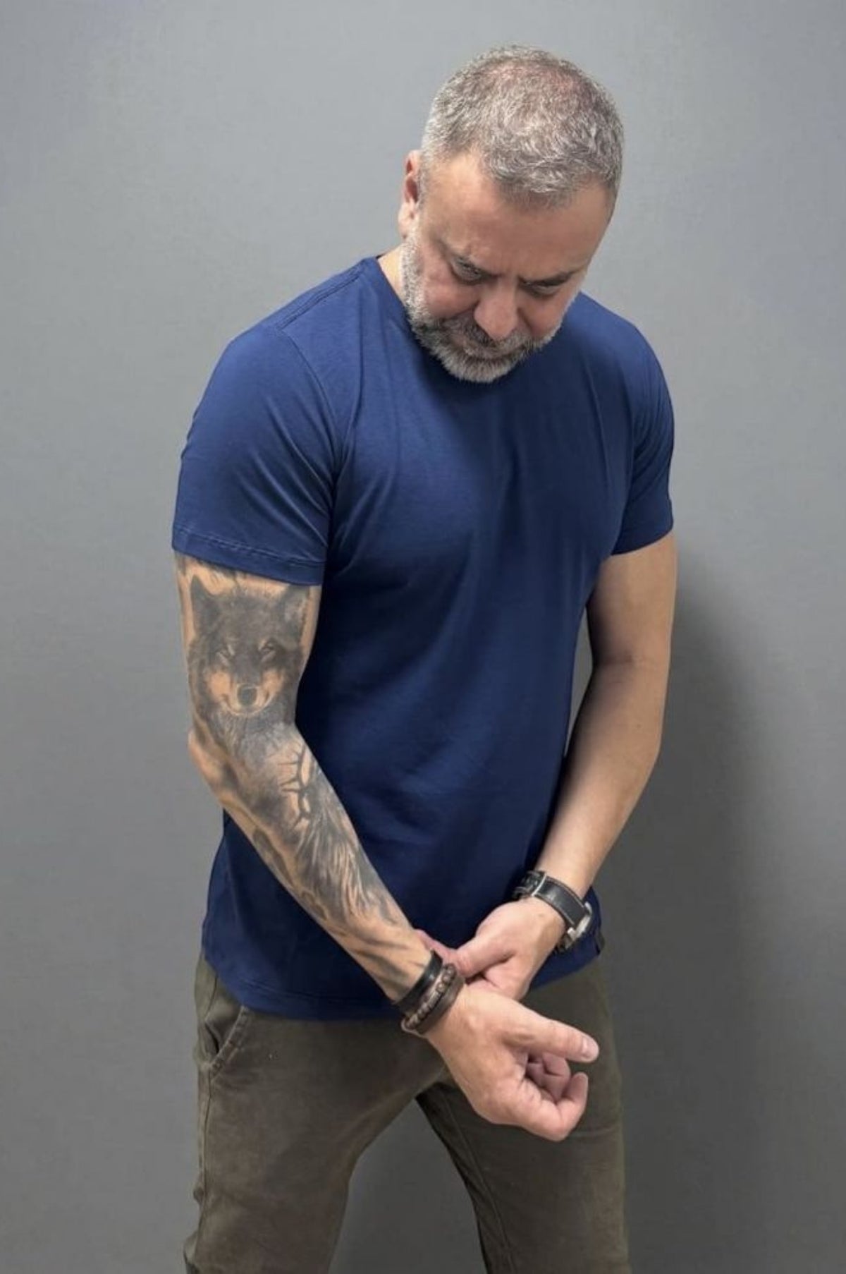 Camiseta Slim Marinho Algodão Egípcio