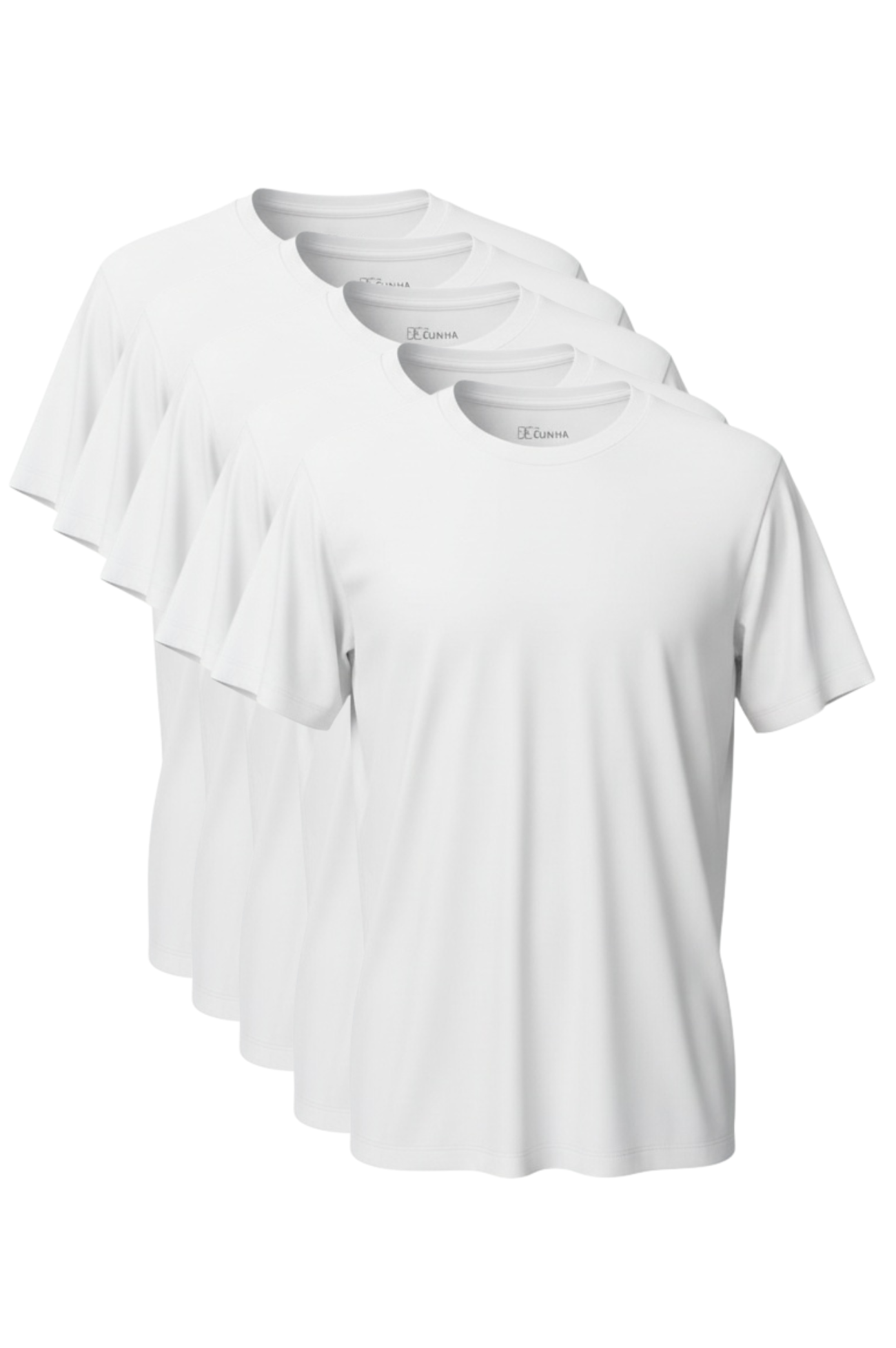 Kit 5 Camisetas Algodão Egípcio Branco