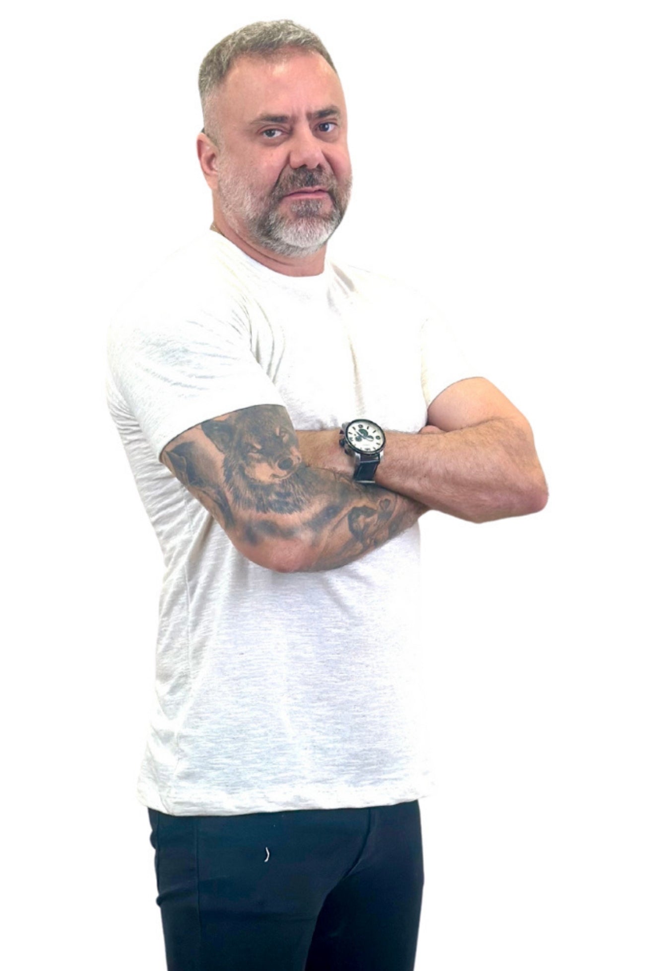 Camiseta Manga Curta Slim Mescla Branca