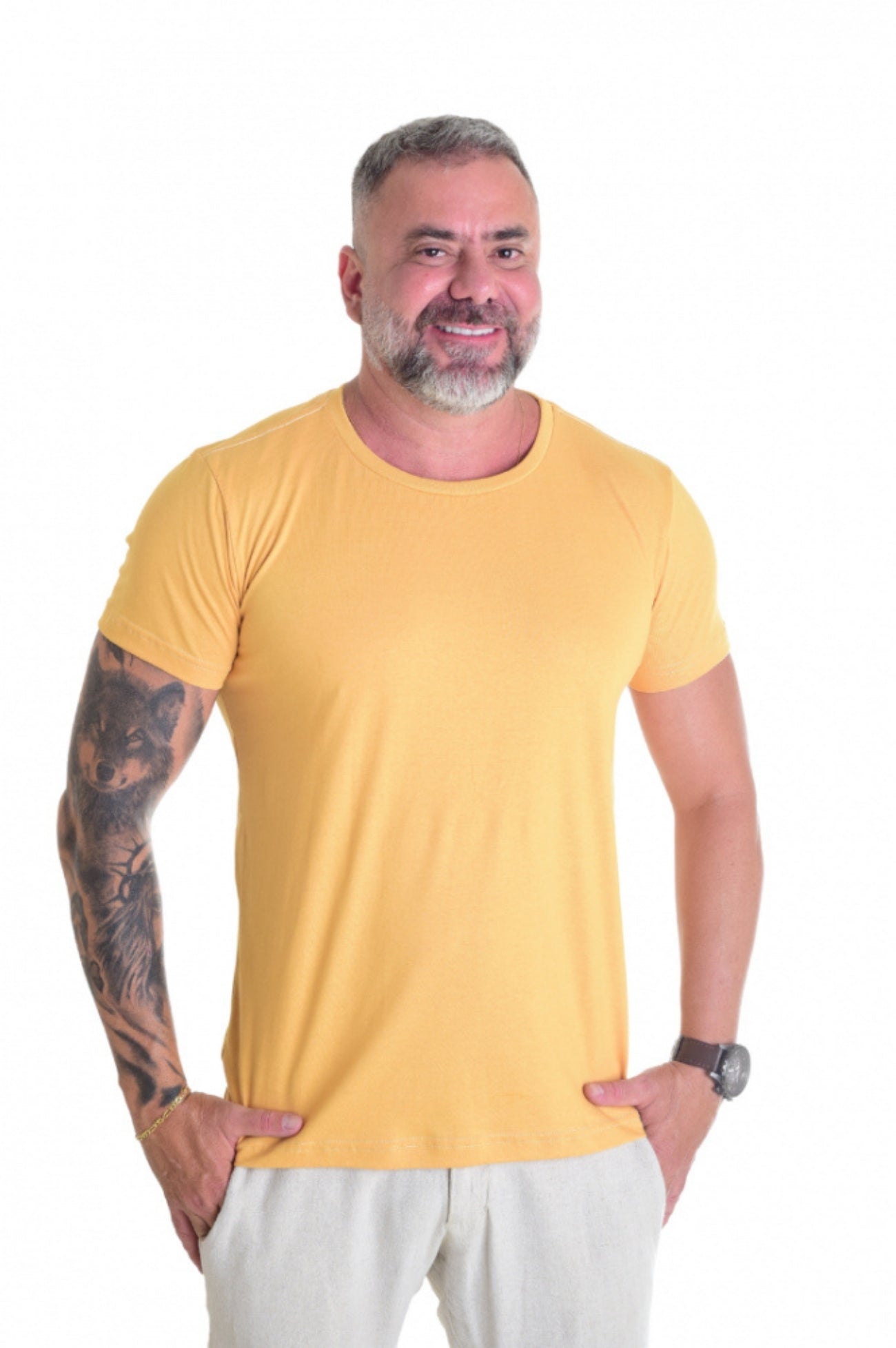 Camiseta Básica Gola Redonda Slim Pastel