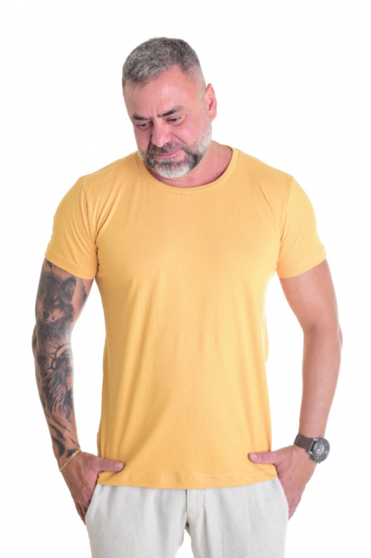 Camiseta Básica Gola Redonda Slim Pastel