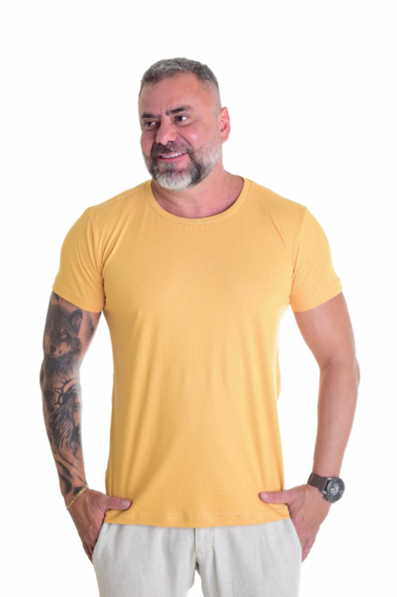 Camiseta Básica Gola Redonda Slim Pastel