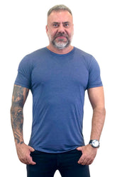 Camisa Slim MC Mescla Azul M Fria