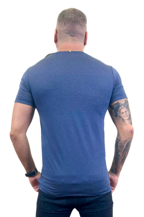 Camisa Slim MC Mescla Azul M Fria