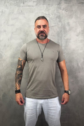 Camiseta Manga Curta Peletizada Slim Chumbo Premium