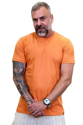 Camiseta Manga Curta Peletizada Slim Laranja Claro