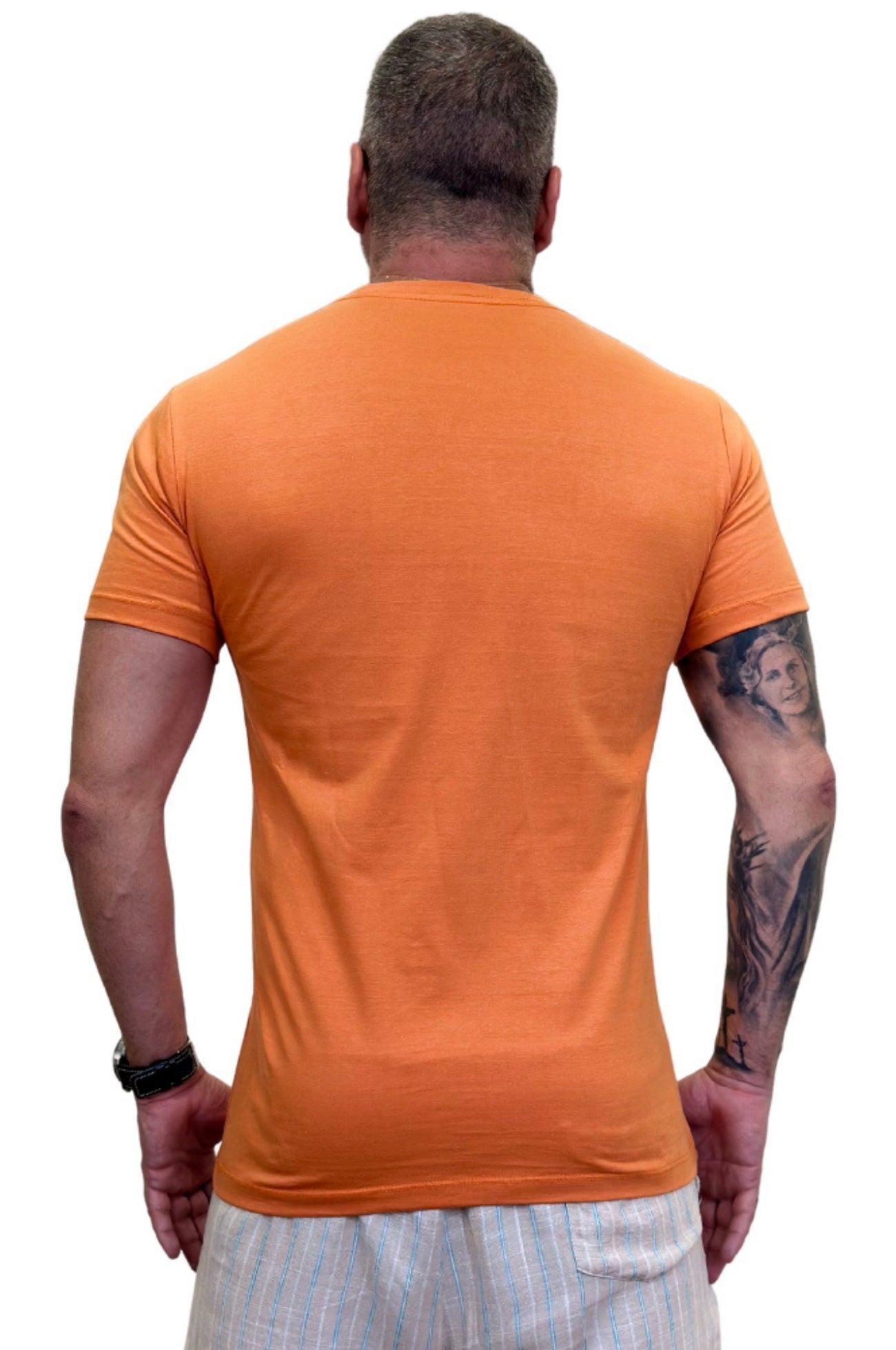Camiseta Manga Curta Peletizada Slim Laranja Claro