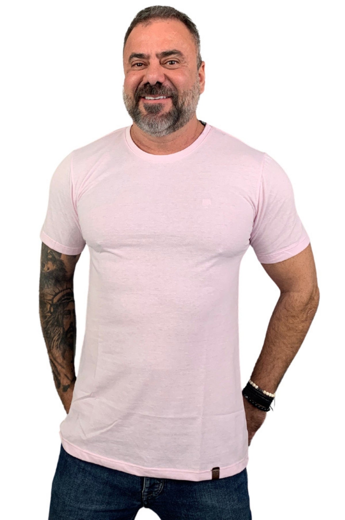 Camiseta Peletizada Slim  Rosa Claro