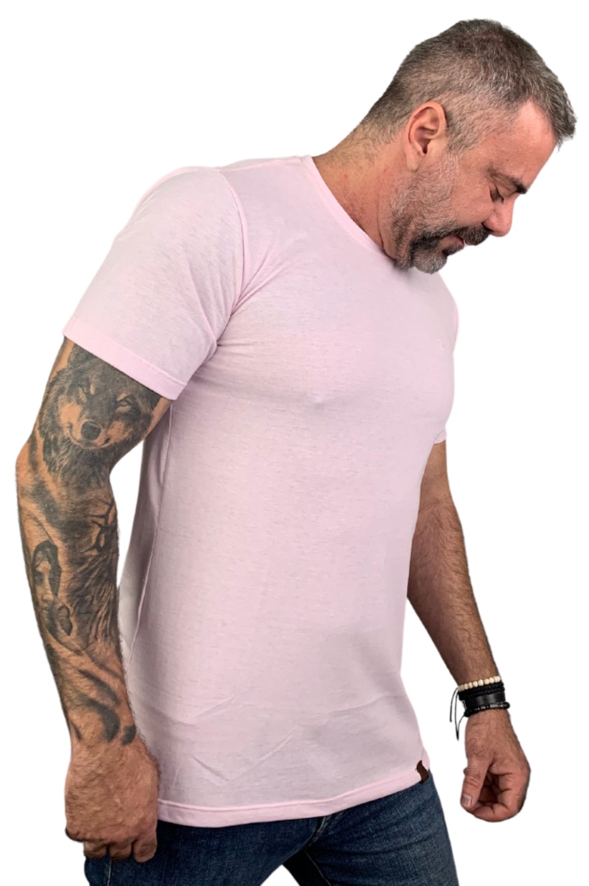 Camiseta Peletizada Slim  Rosa Claro