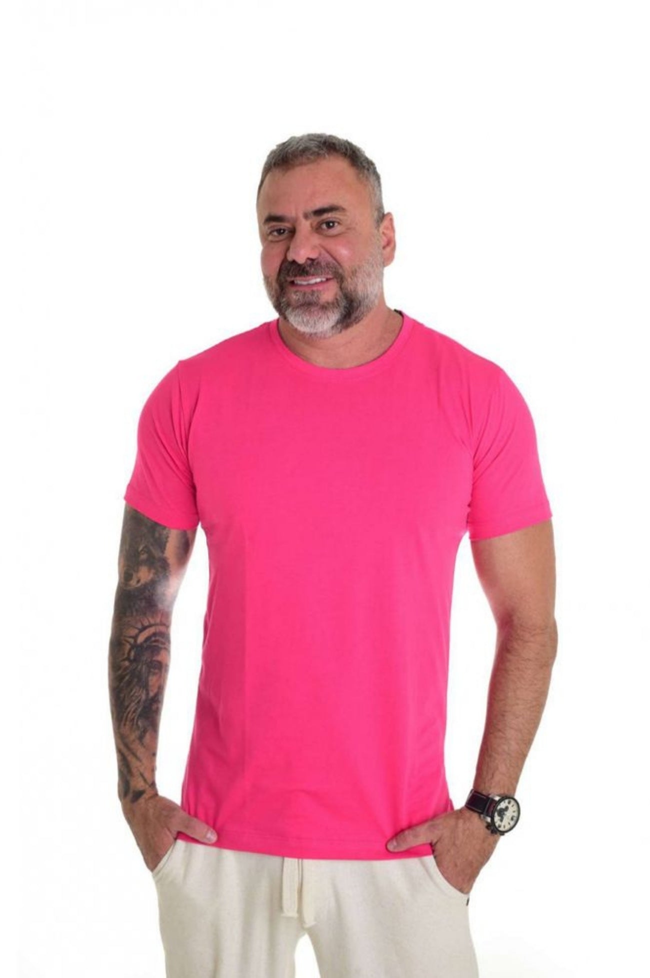 Camiseta Peletizada Slim Rosa Pink