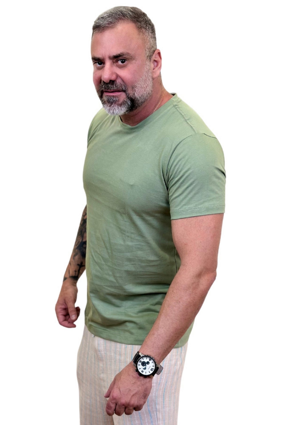 Camiseta Peletizada Slim Verde Militar