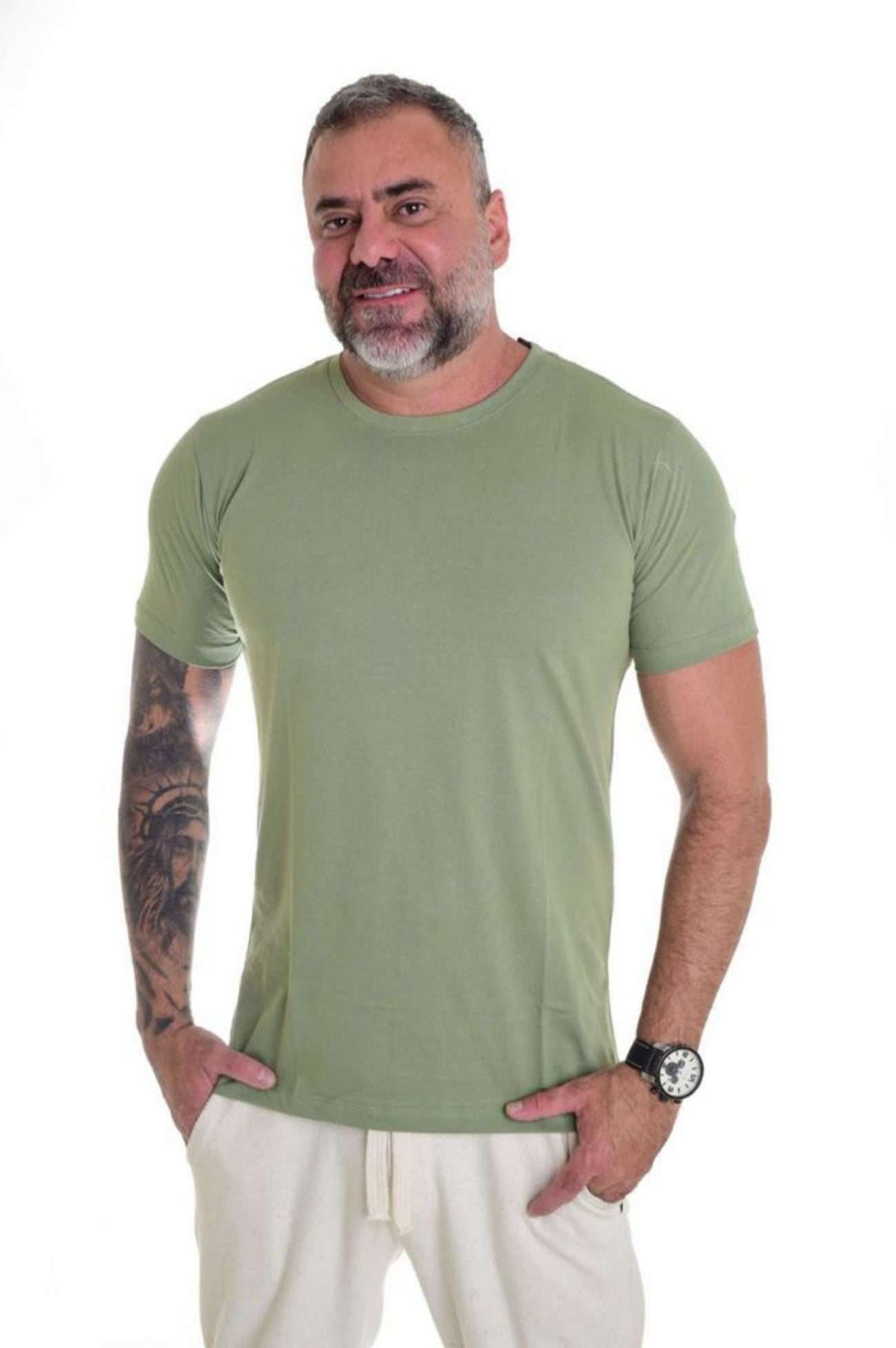 Camiseta Peletizada Slim Verde Musgo 1