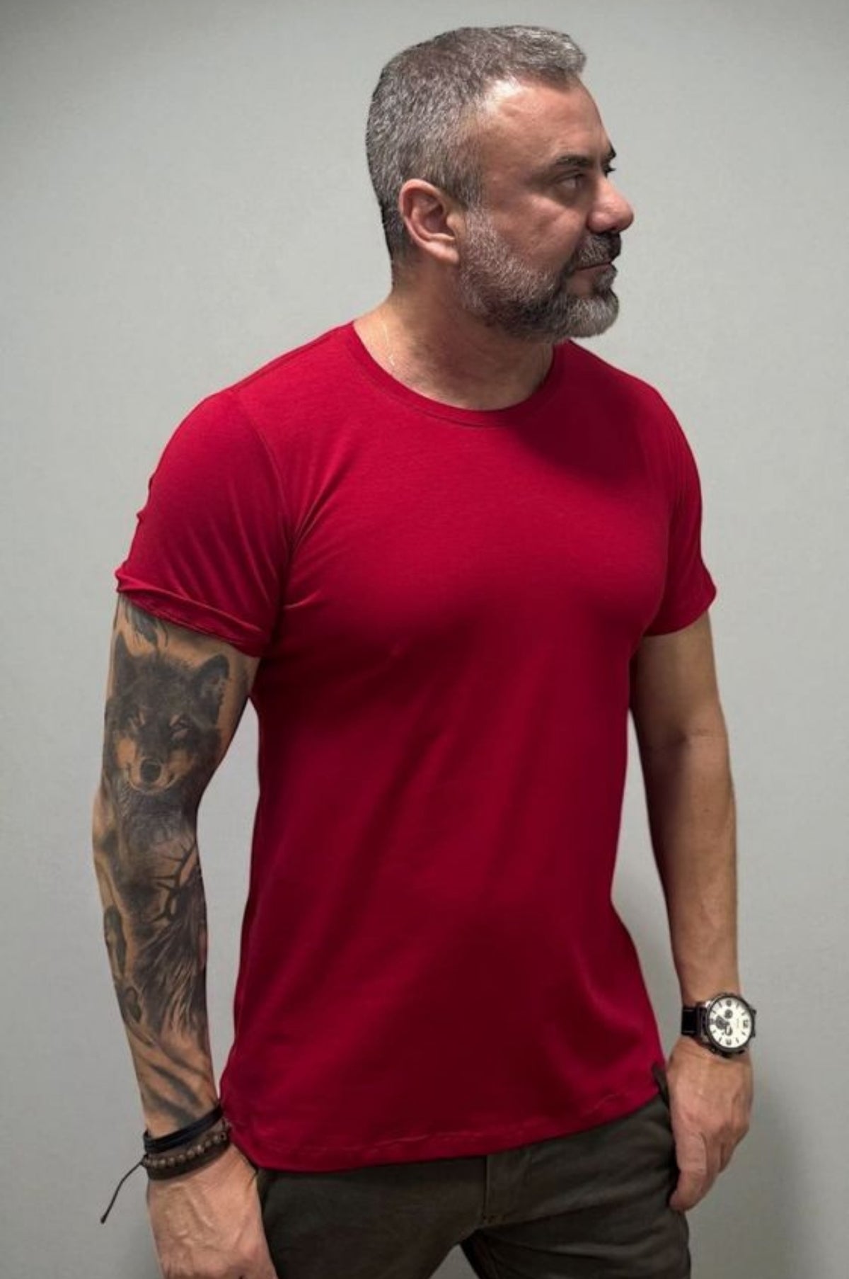 Camiseta Slim Algodão Egípcio Vermelha