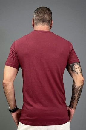 Camiseta Slim Gola V Algodão Egípcio Bordo