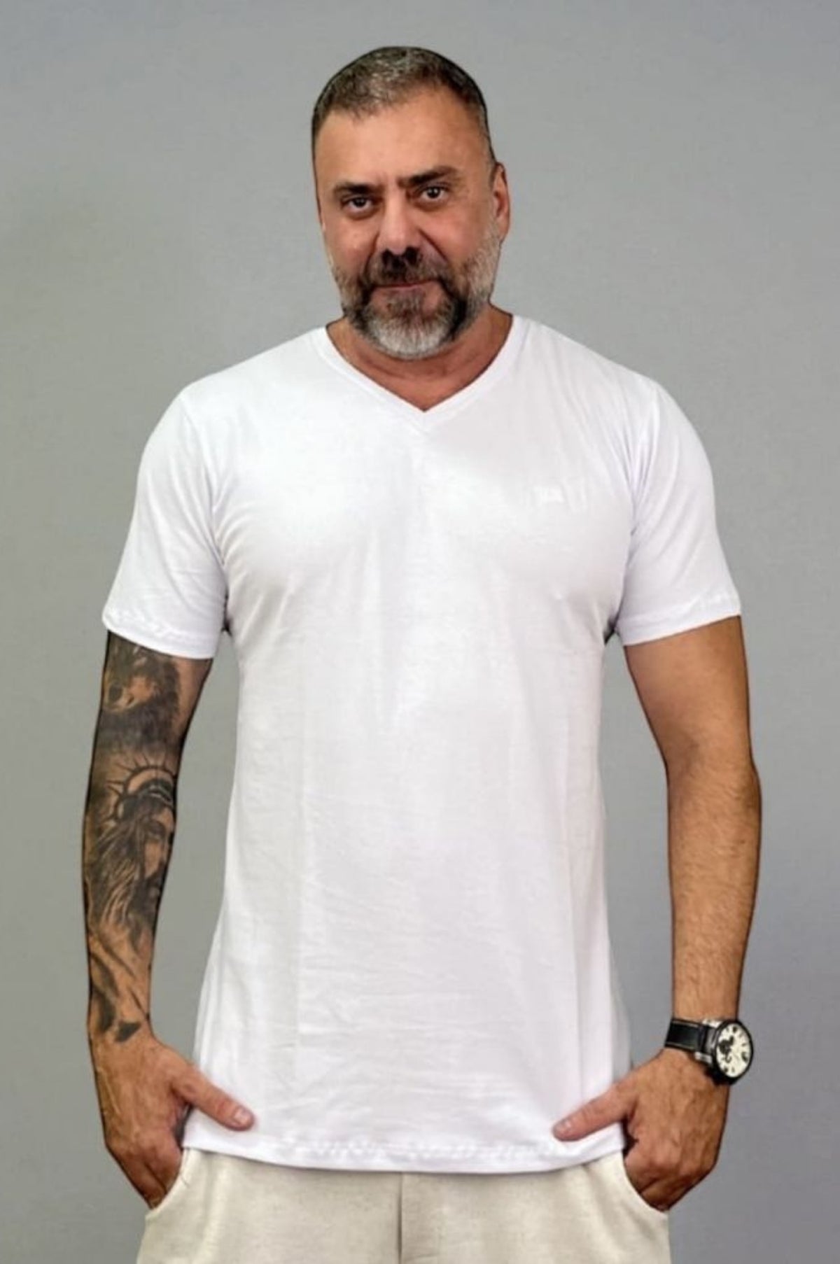 Camiseta Slim Gola V Algodão Egípcio Branca