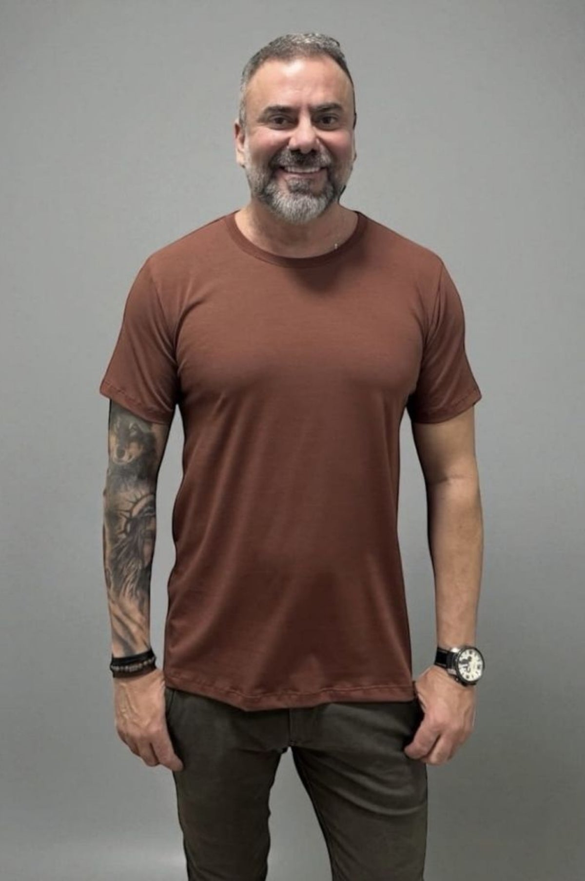 Camiseta Slim Marrom Algodão Egípcio