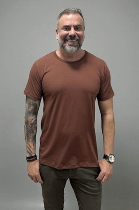 Camiseta Slim Marrom Algodão Egípcio