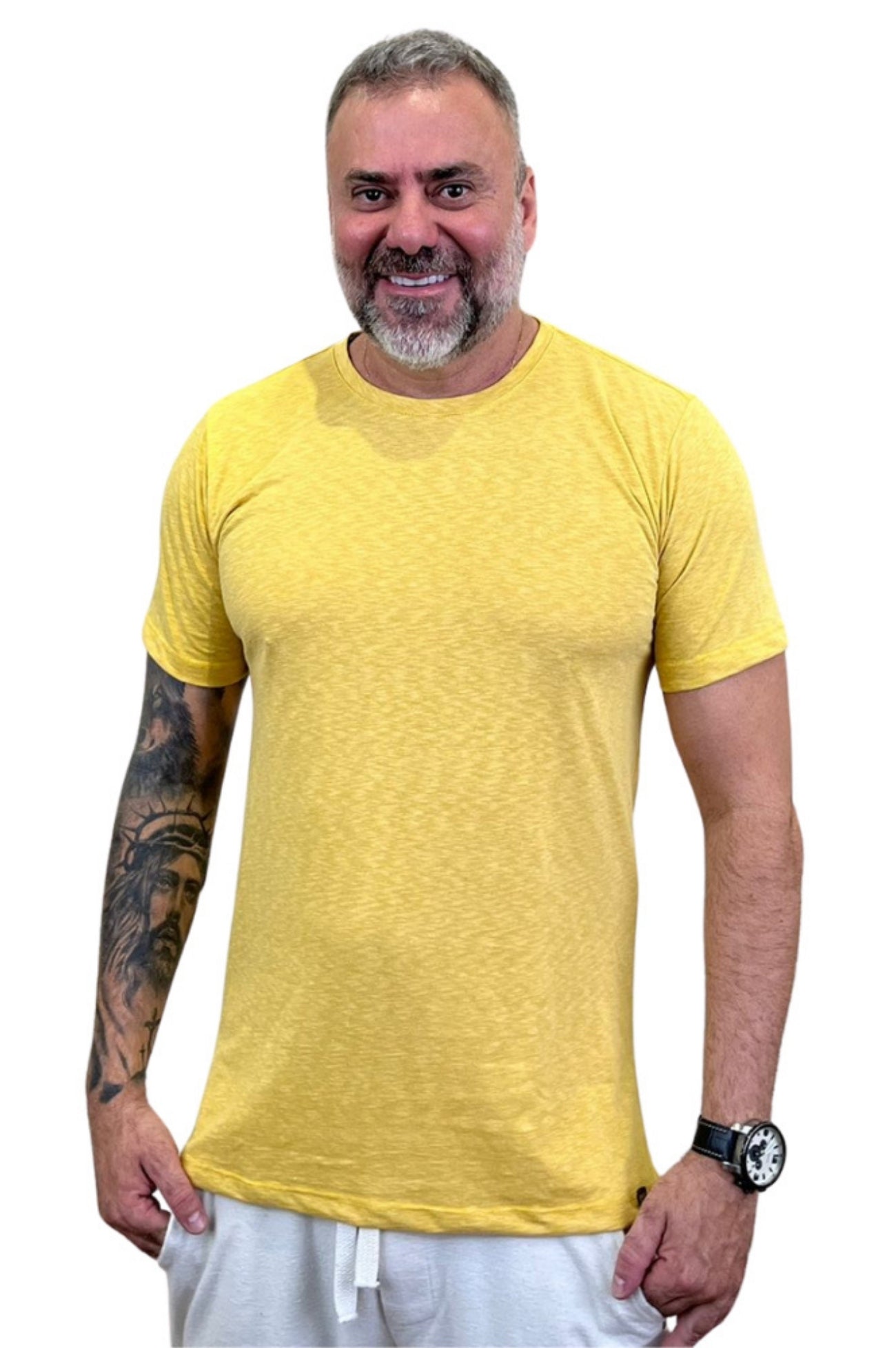 Camiseta Manga Curta Slim Mescla Amarela