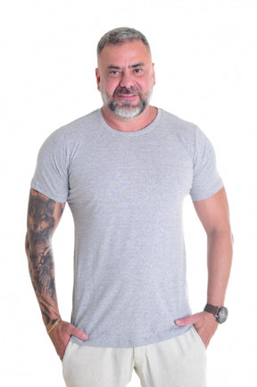 Camiseta Levinha Slim Mescla Cinza Claro