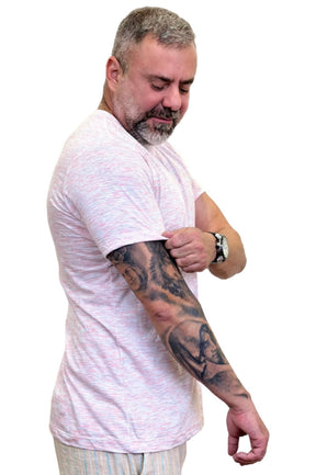 Camiseta Manga Curta Slim Mescla Rosa