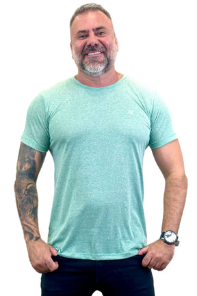 Camisa Slim Manga Curta Mescla Verde 1