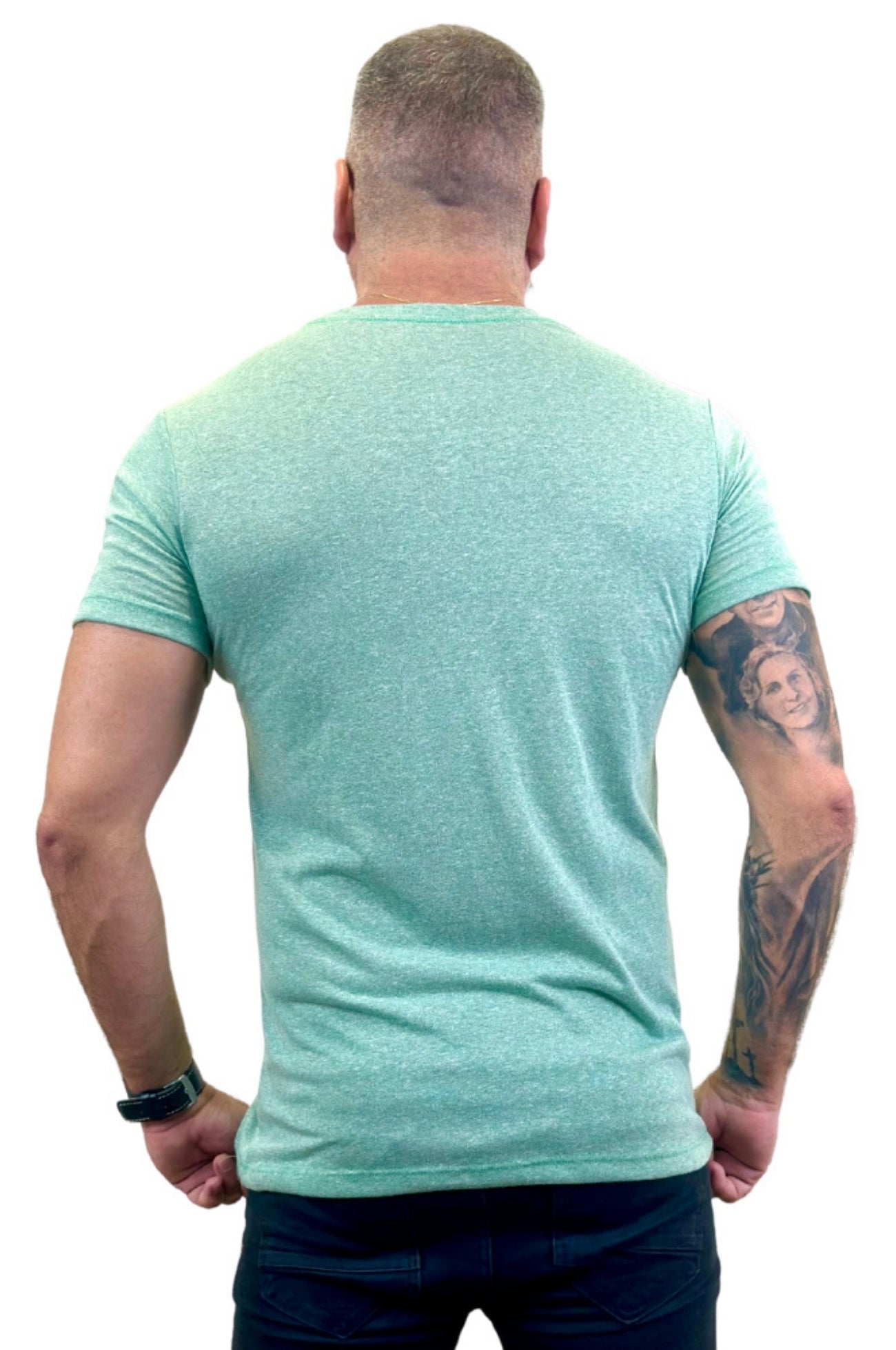 Camiseta Manga Curta Slim Mescla Verde 1
