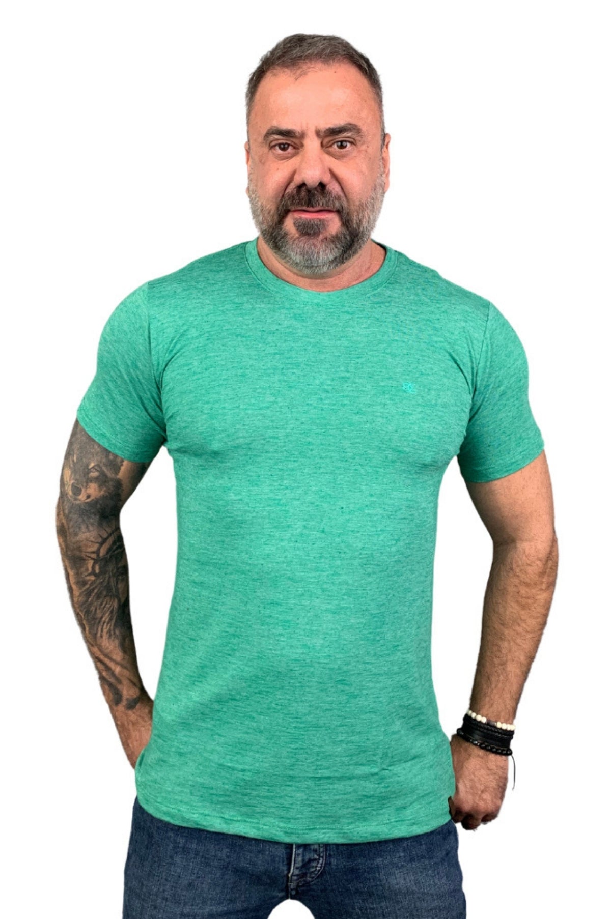 Camiseta Slim Mescla Verde 2
