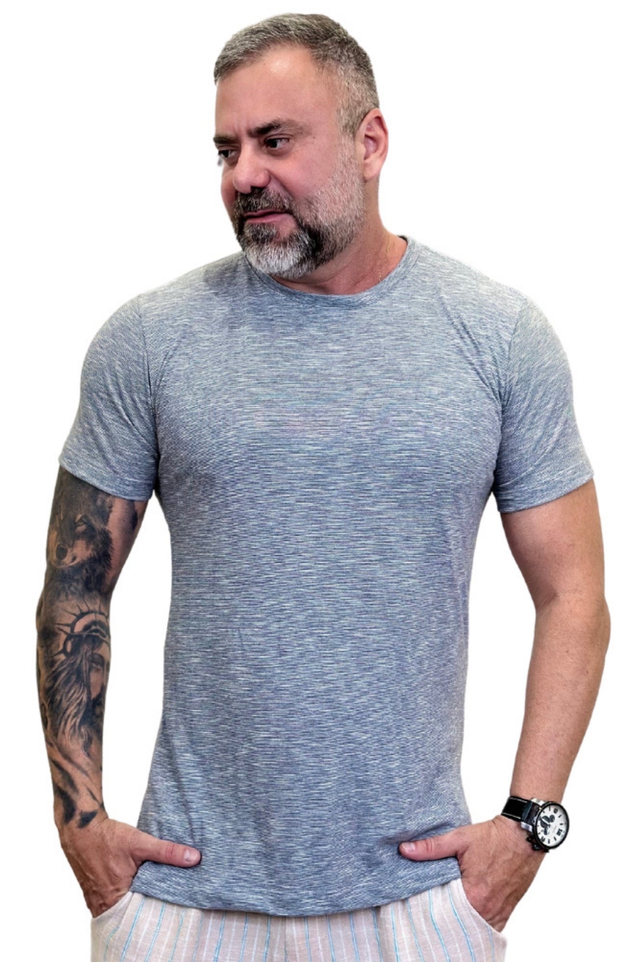 Camiseta Manga Curta Slim Mescla