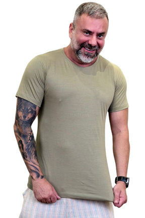 Camisa Slim Manga Curta Pima Verde