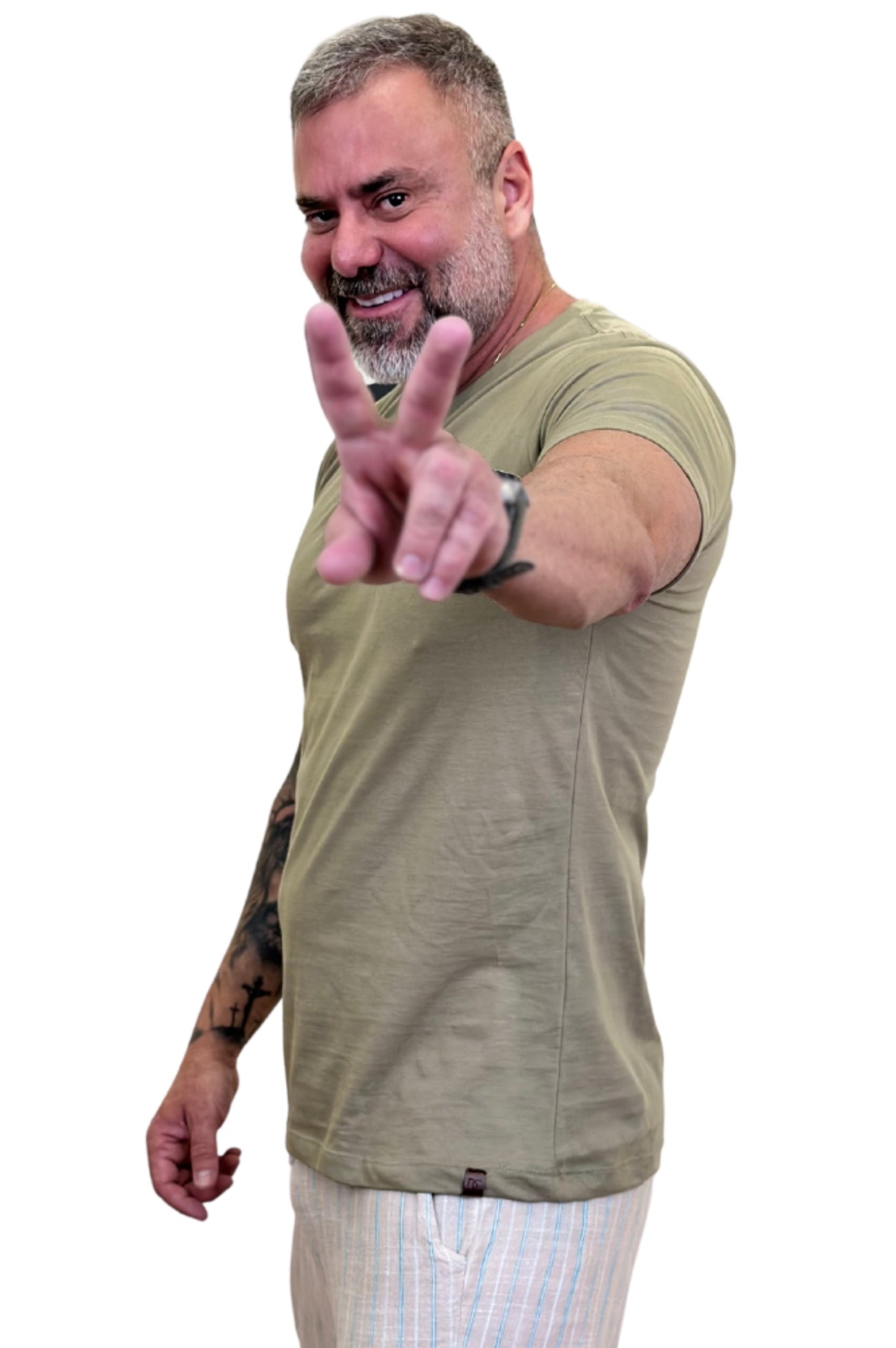 Camisa Slim Manga Curta Pima Verde