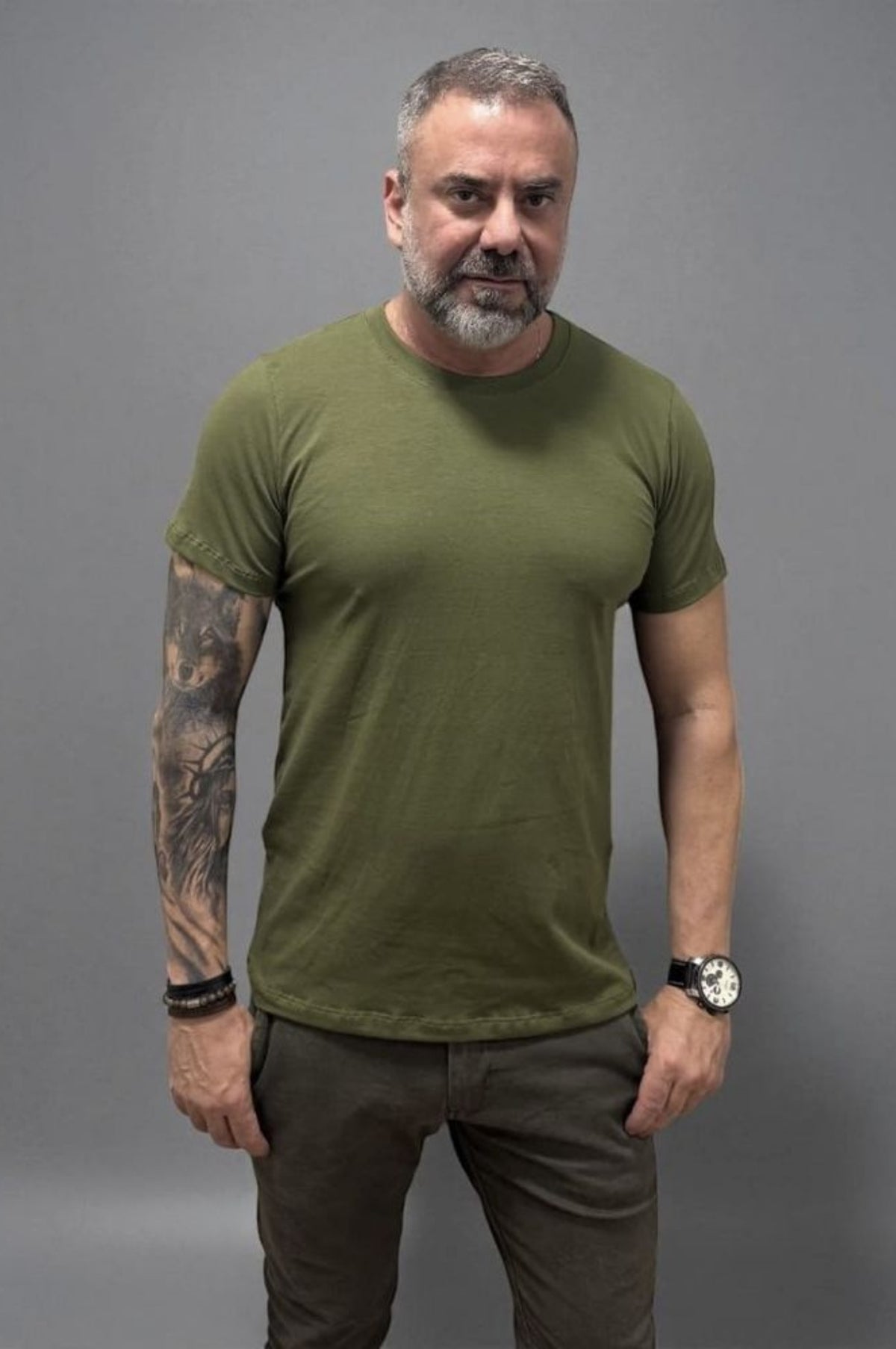 Camiseta Slim Verde Algodão Egípcio