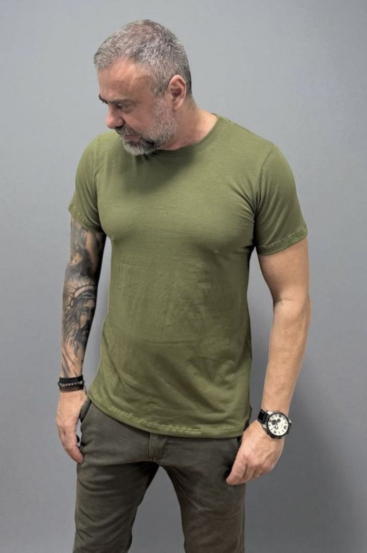 Camiseta Slim Verde Algodão Egípcio