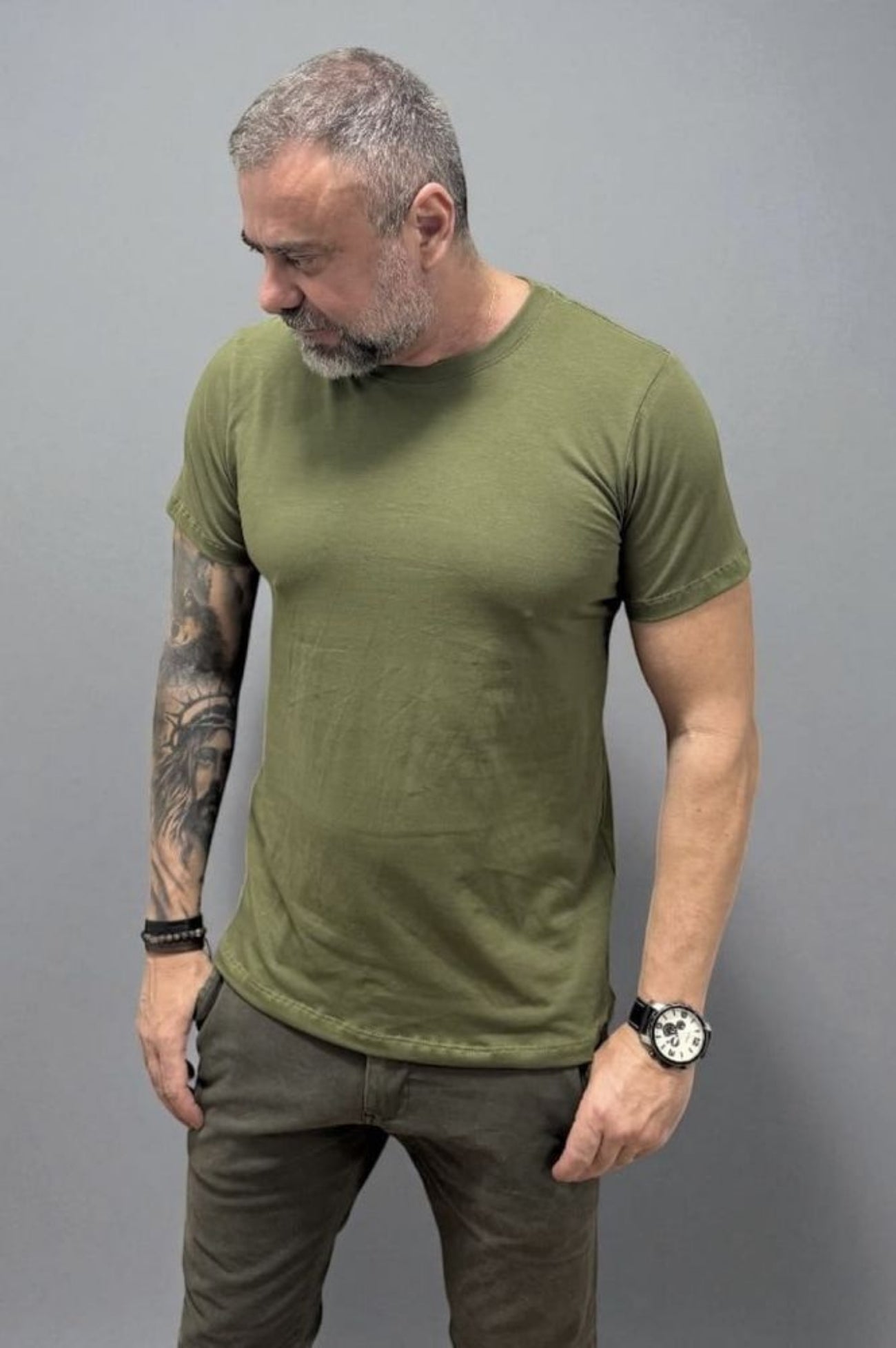 Camiseta Slim Verde Algodão Egípcio