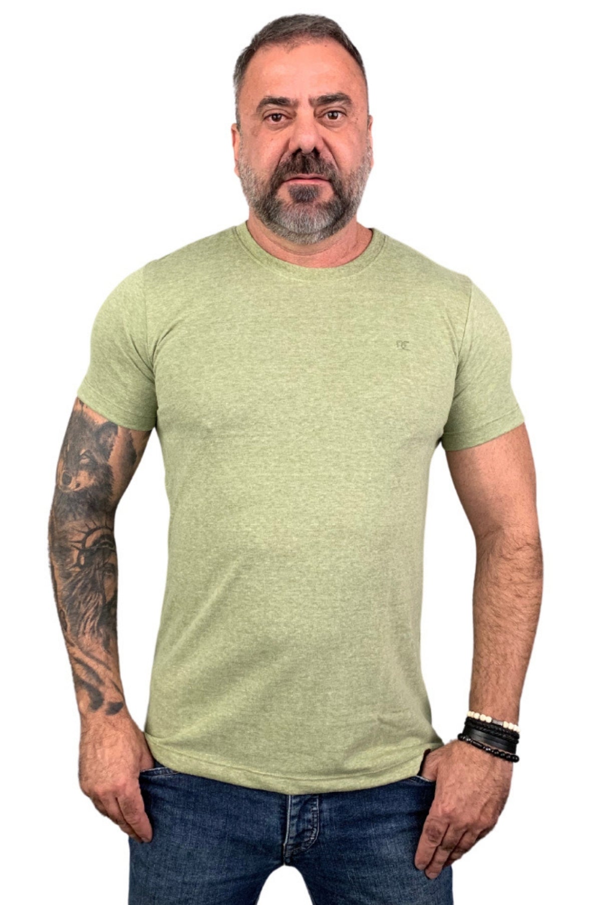 Camiseta Slim Verde Mescla Claro