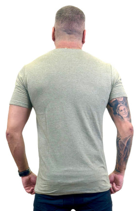 Camisa Slim Manga Curta Verde Safari Mescla