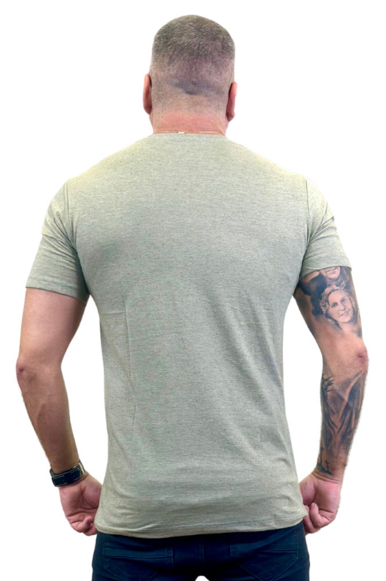 Camiseta Manga Curta Slim Verde Safari Mescla