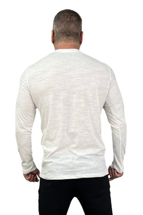 Camiseta Manga Longa Slim Malha Premium Acetinado Branco