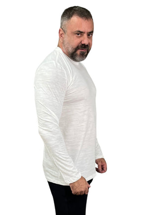 Camiseta Manga Longa Slim Malha Premium Acetinado Branco