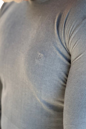 Camiseta Manga Longa Peletizada Slim Azul