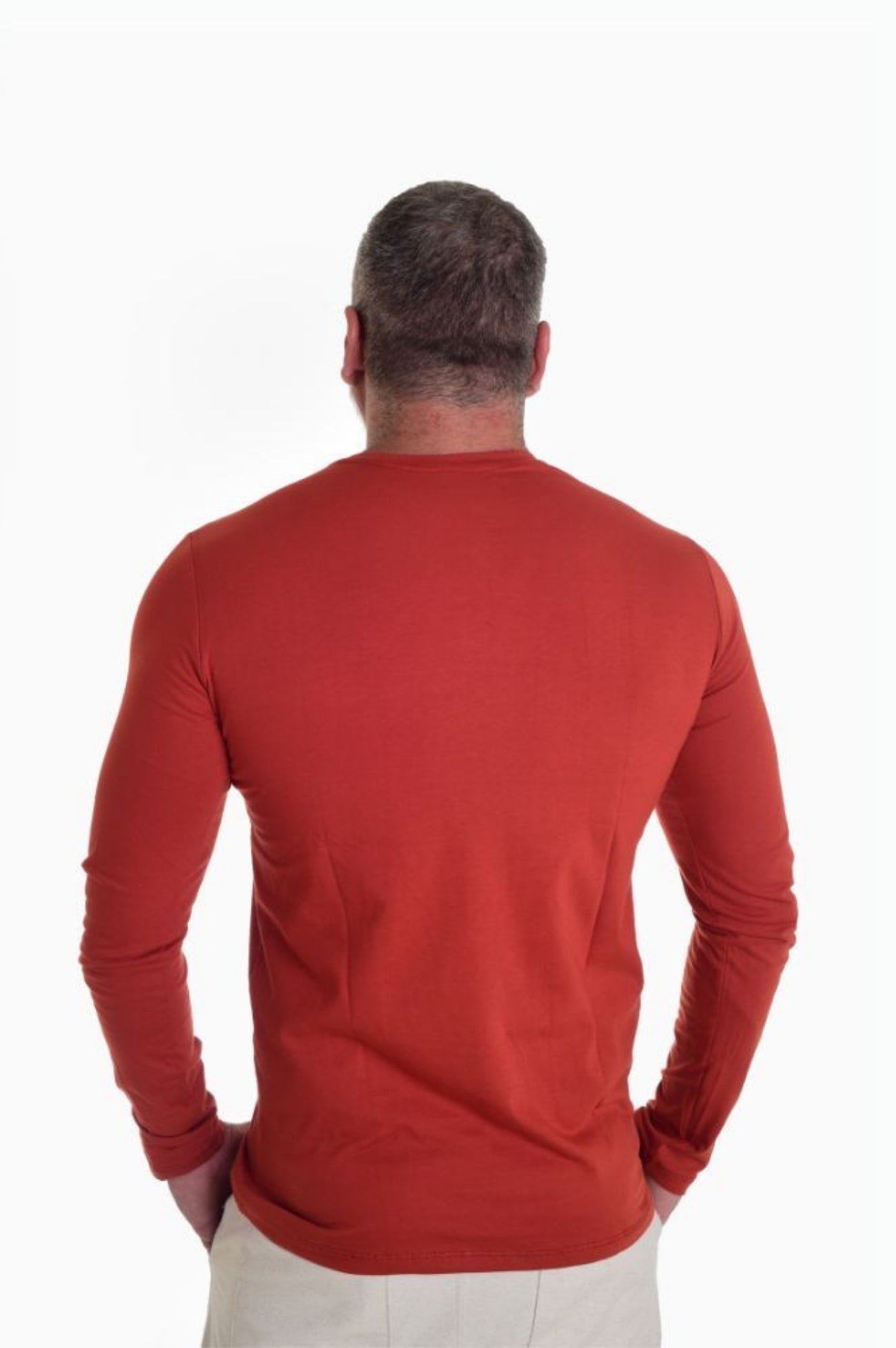 Camisa Slim Manga Longa Peletizada Laranja