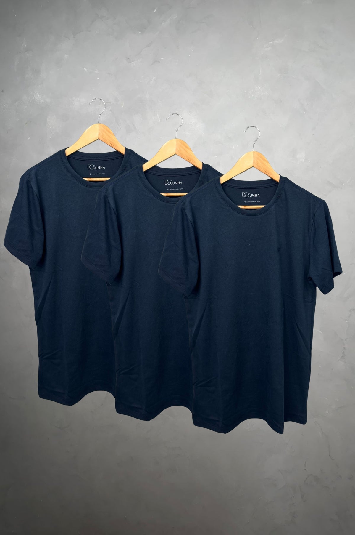 Kit 3 Camisetas Levinha Premium Azul Marinho Gramatura 190