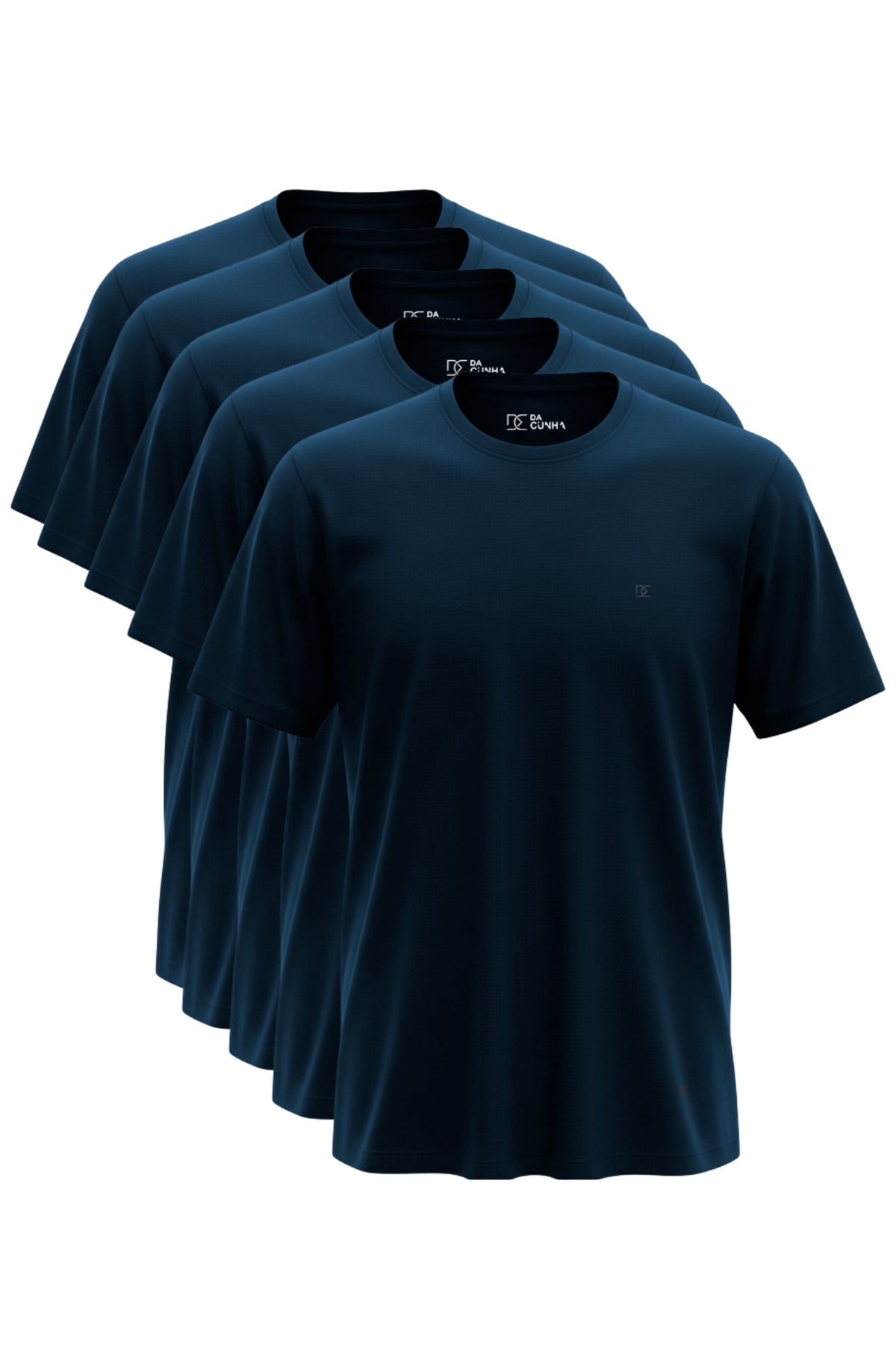 Kit 5 Camisetas Levinha Premium Azul Marinho Gramatura 190