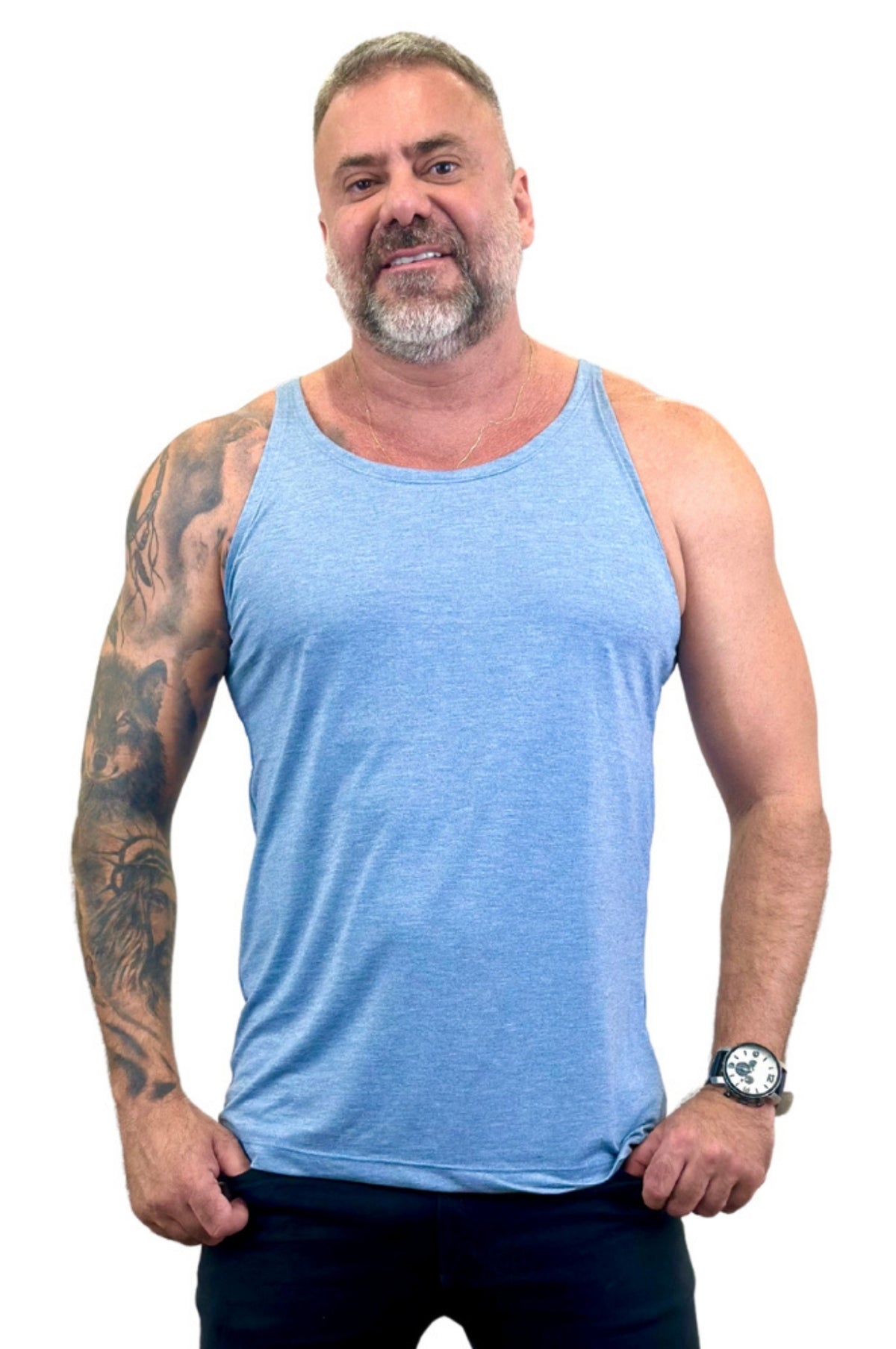 Regata Slim Azul Claro Mescla