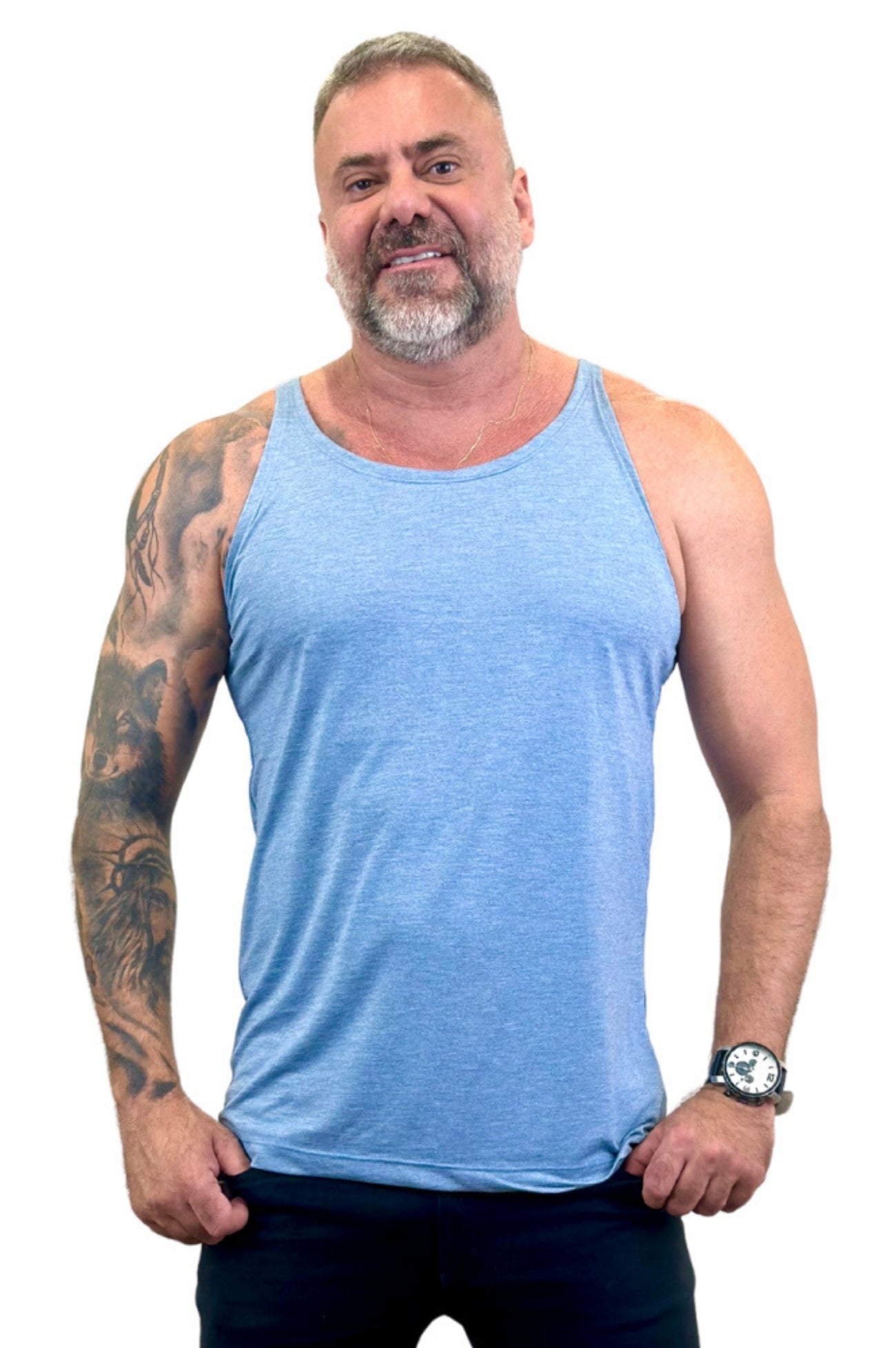 Regata Slim Azul Claro Mescla