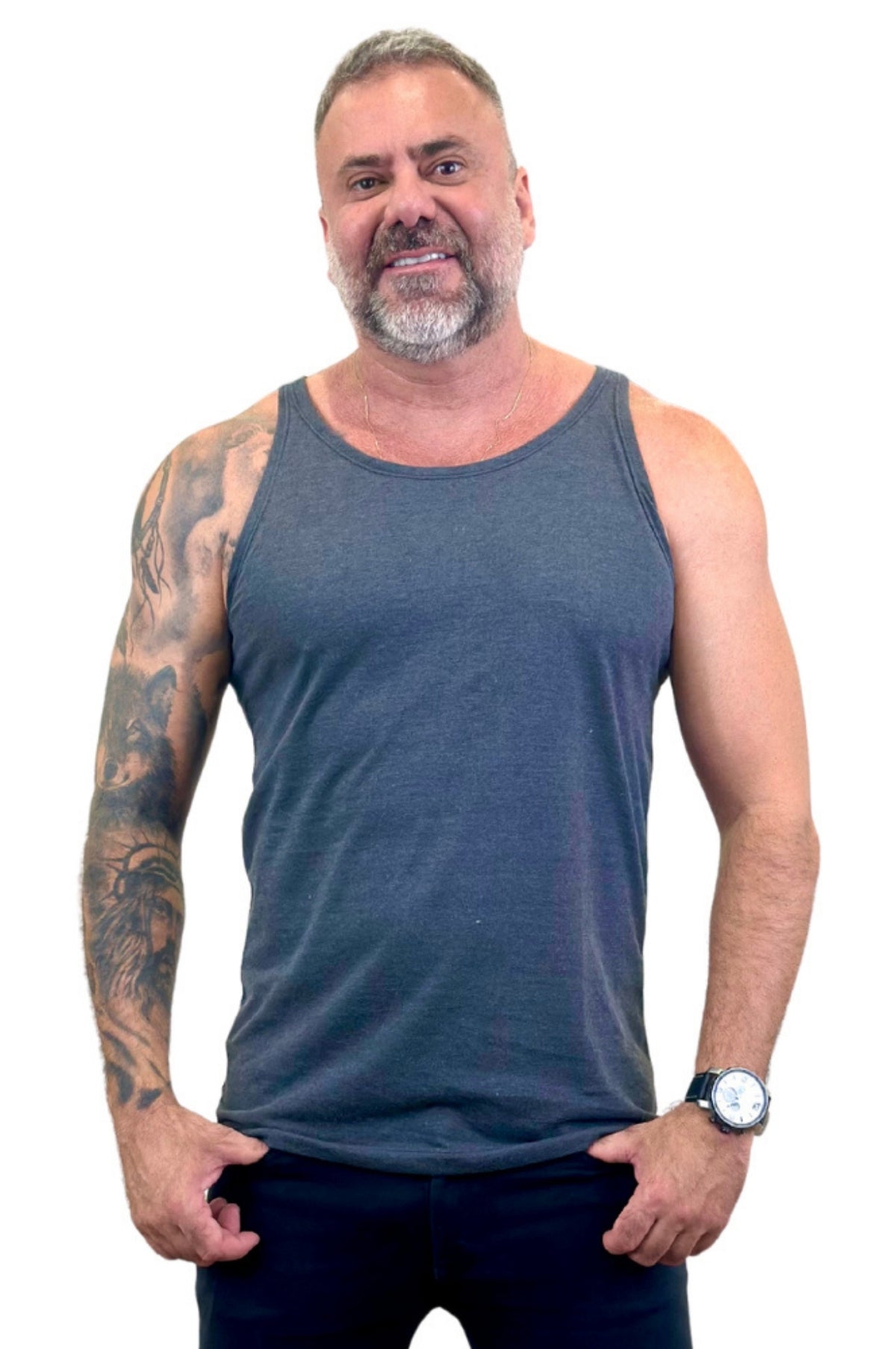 Regata Básica Slim Mescla Escuro